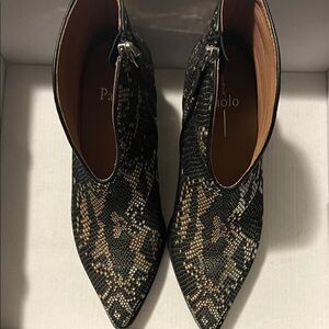 Paolo Exotic Black and Gold Ankle Booties